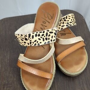 Blowfish Tan and Leopard Print Sandals